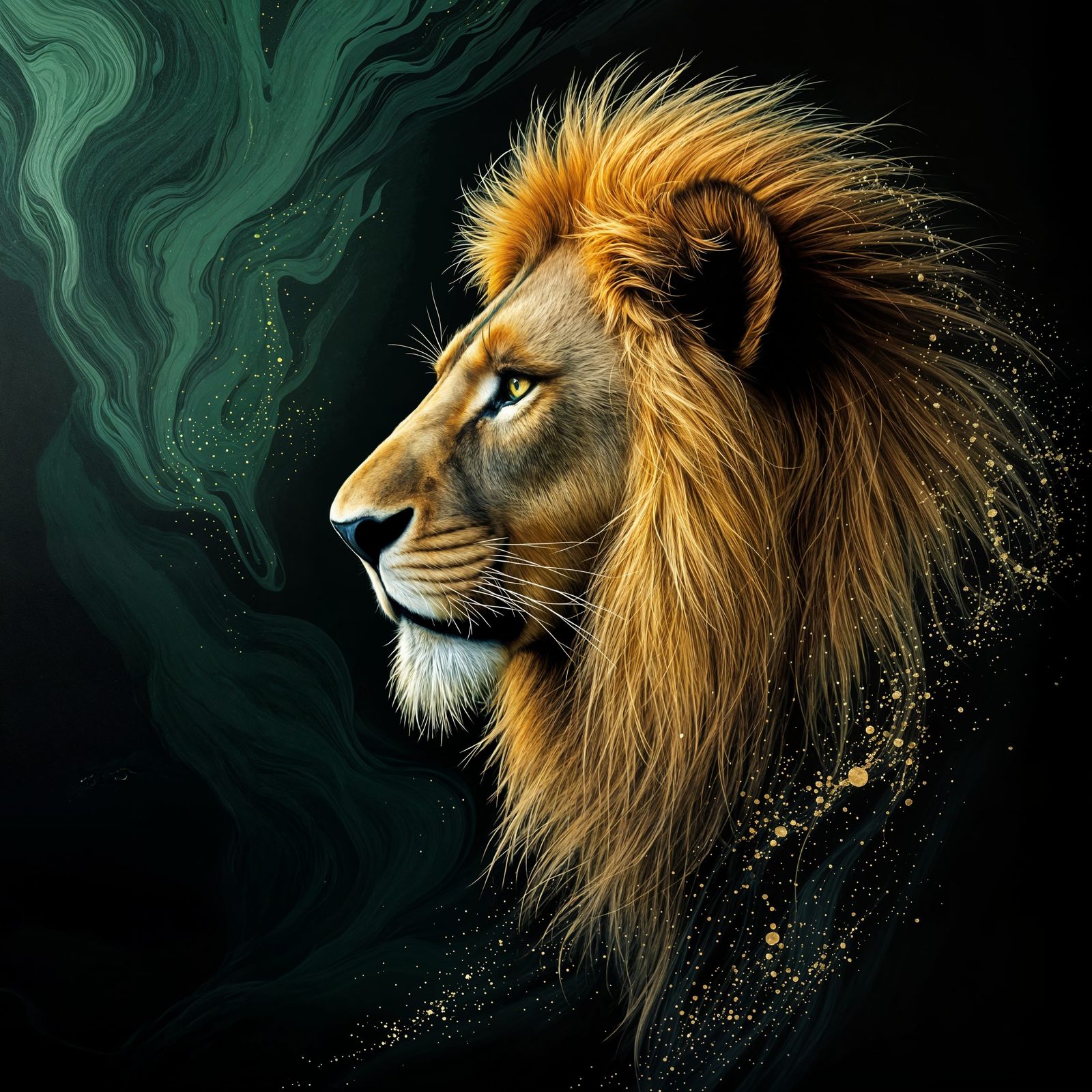 Regal Lion in Emerald Majesty