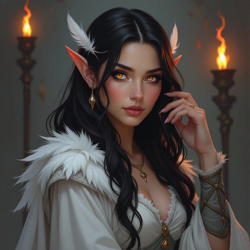 Wood Elf Astria in Dreamlike Matte Painting Style