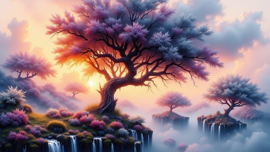 Alice in Wonderland Double Exposure Sunrise in Stylized Wate...