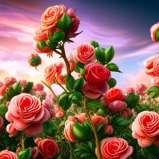 Hyperrealistic Rose Bush, 8k Resolution Masterpiece