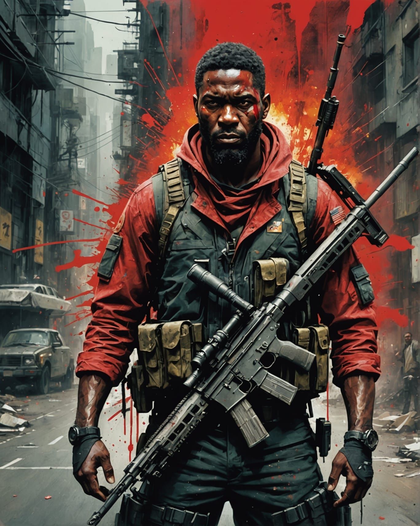 Frenzied Sniper in Speedpaint Style with Red Mist