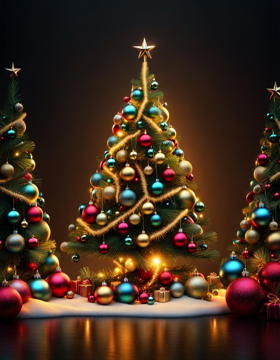 Christmas Tree with Dinosaur Baubles in 8K