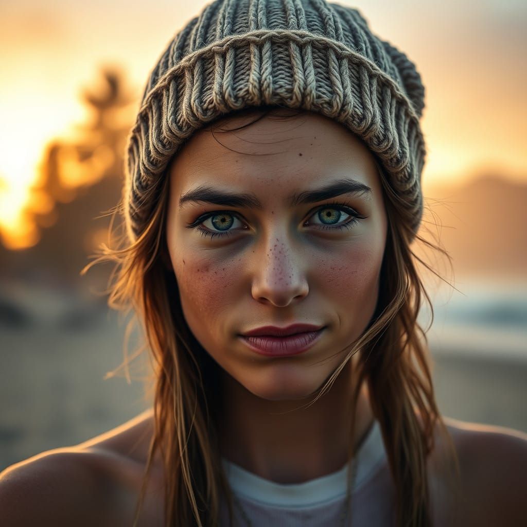 Raw, Unbridled Female Surfer in Golden California Light