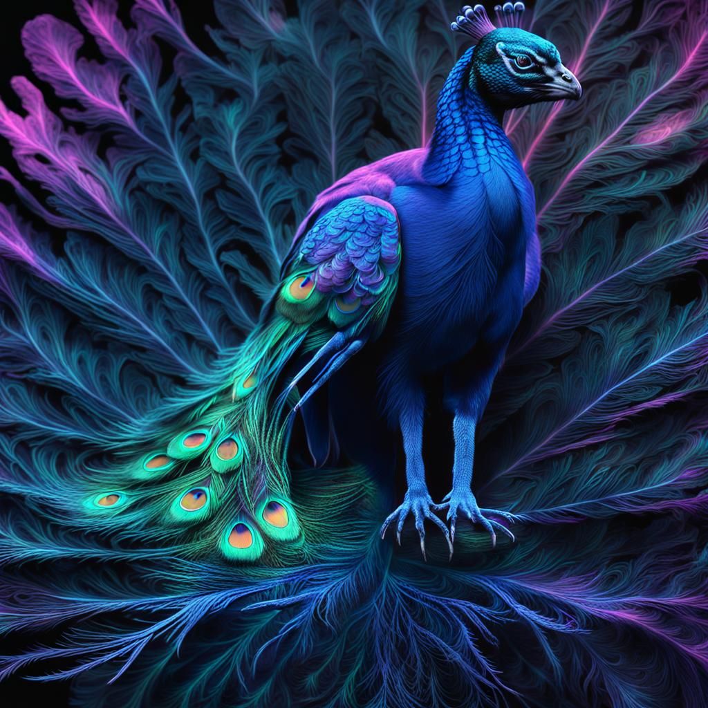Surreal X-Ray Panther with Peacock Details