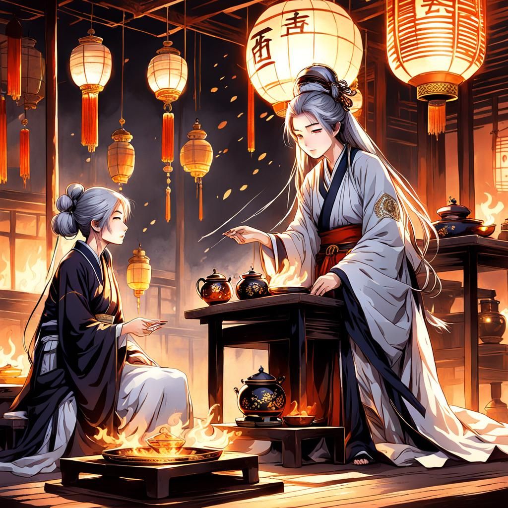 Ancient China: Women Discussing Life (Anime Style)