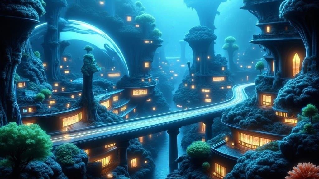 Magical Underwater City in Vibrant Bubbles