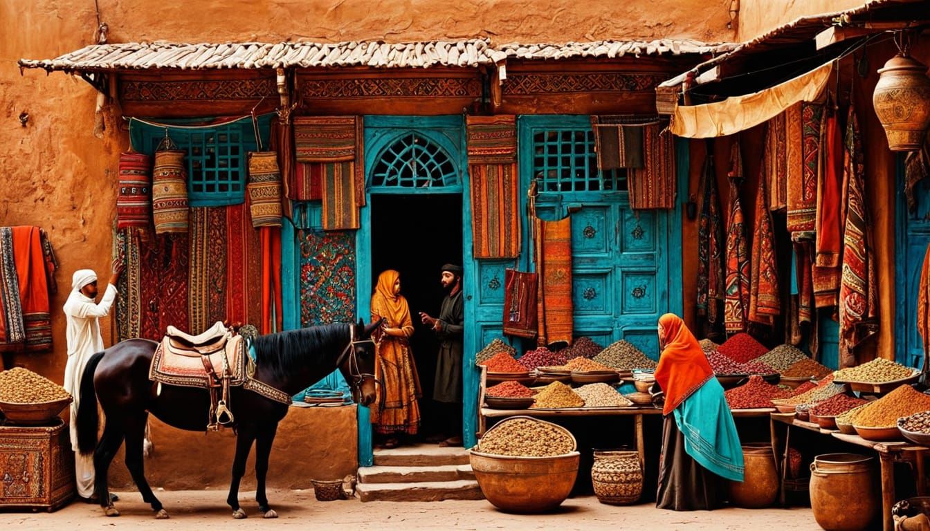 North African Marketplace in the Style of 18th Century Orien...