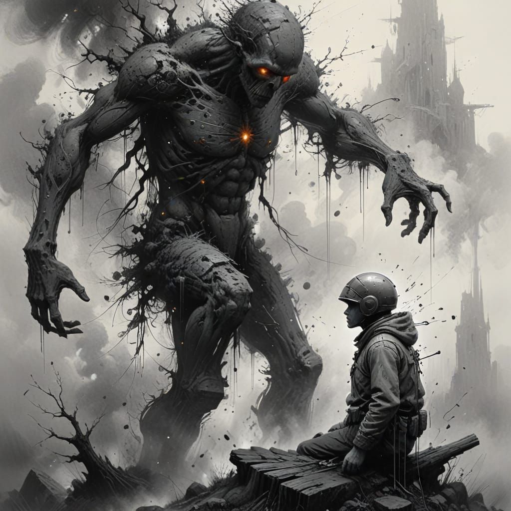 Retrofuturist Charcoal Drawing of "Next Week"