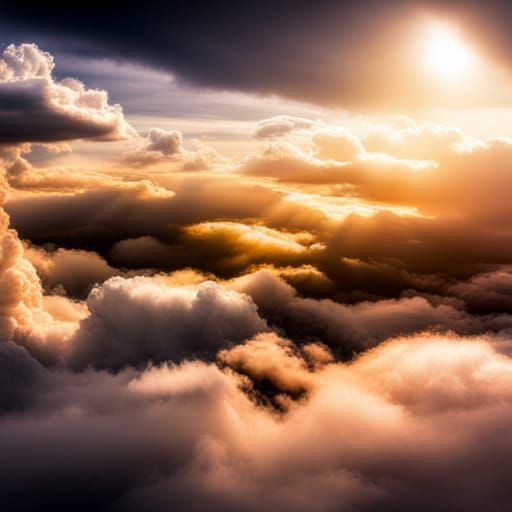 Hyperrealistic Gods City in Clouds, Cinematic HDR