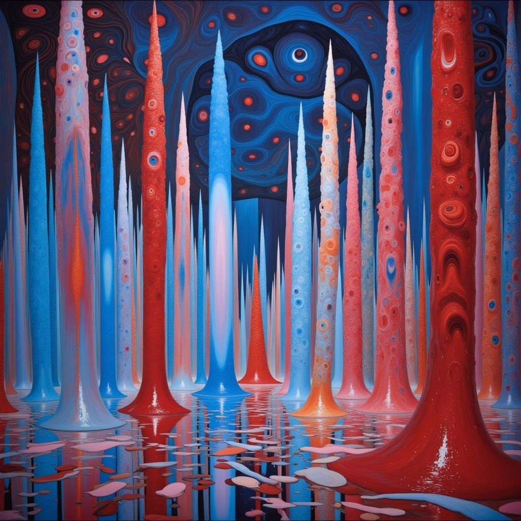 Crystal Holographic Forest in a Dreamlike Landscape