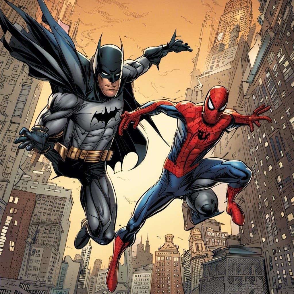 Spider-Man and Batman Comic Book Art