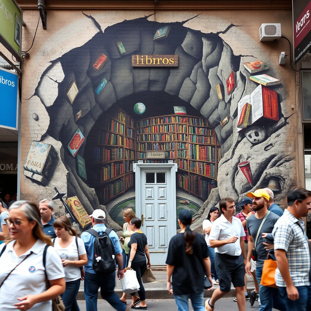 Surreal Street Art: Alien Library Illusion