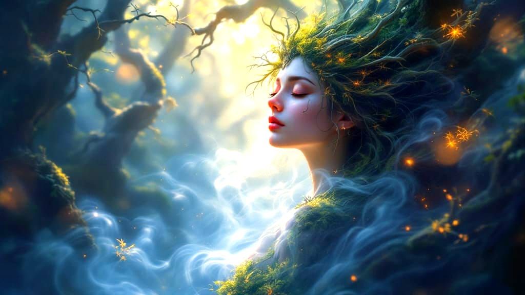 Ethereal Forest Spirit in Dreamy Mist