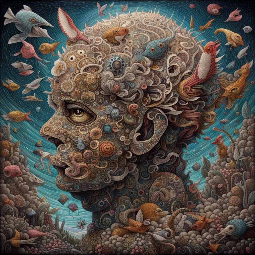 Surreal Destroyer in Paper World, Acrylic Art