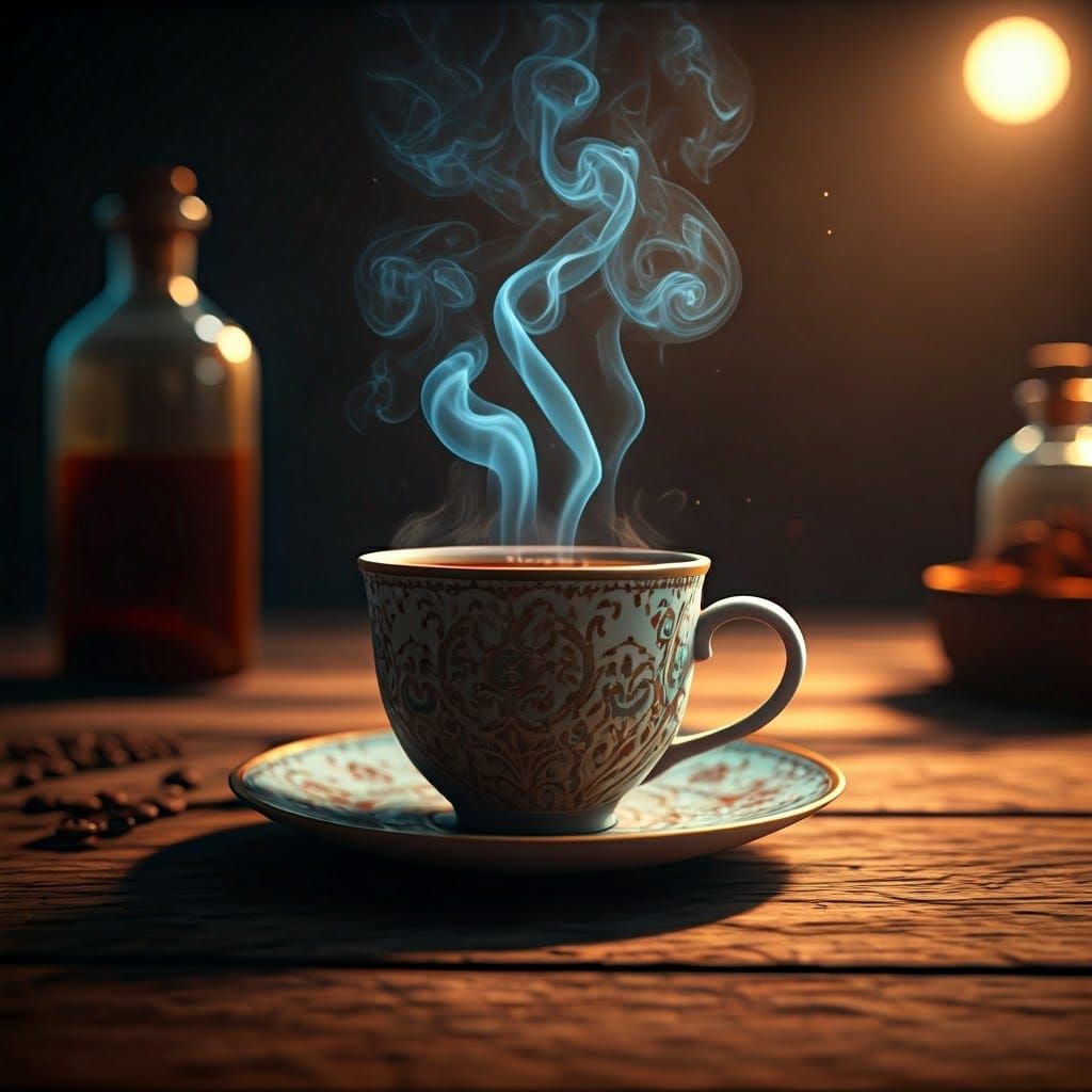 Boiling Coffee Transforms into Ethereal Smoke in a Mystic Ap...