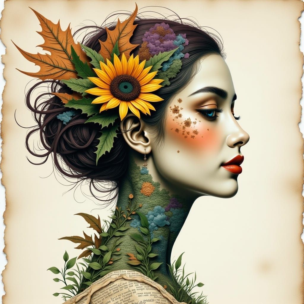 Gorgeous Woman in Mixed Media Post-Apocalyptic Style