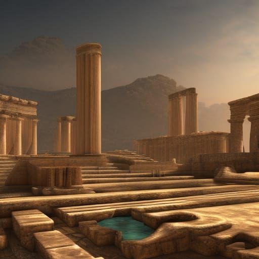 Futuristic Ancient Roman Ruins in Algeria: Matte Painting