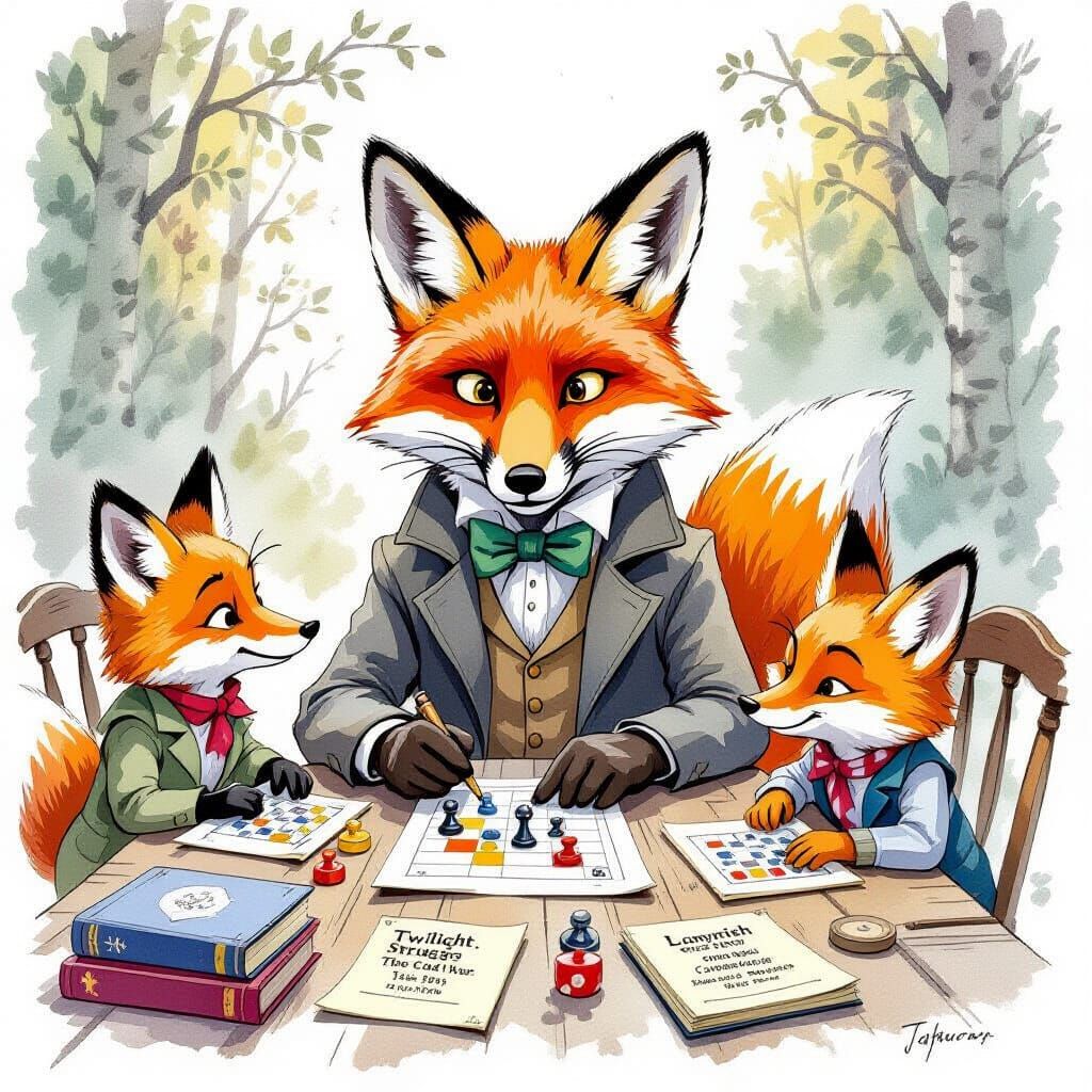 Fantastic Mr. Fox Leads Board Game Club in Whimsical Illustr...
