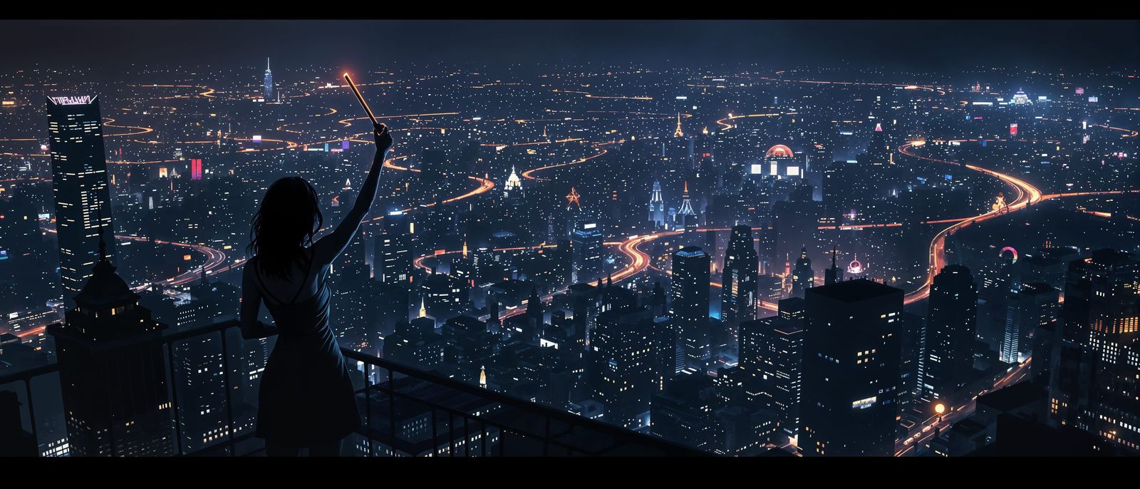 The Conductor of City Lights in Digital Painting