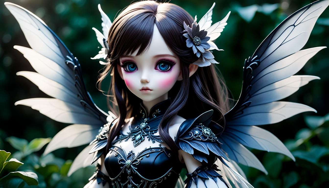 Fantasy Fairy Porcelain Doll with Powerful Wings