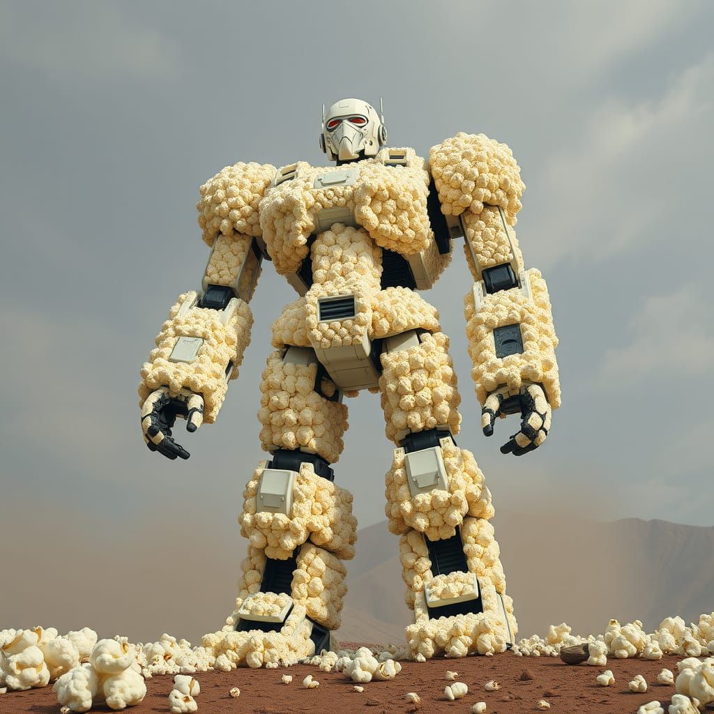 Ultra-Realistic Popcorn Robot in 8K