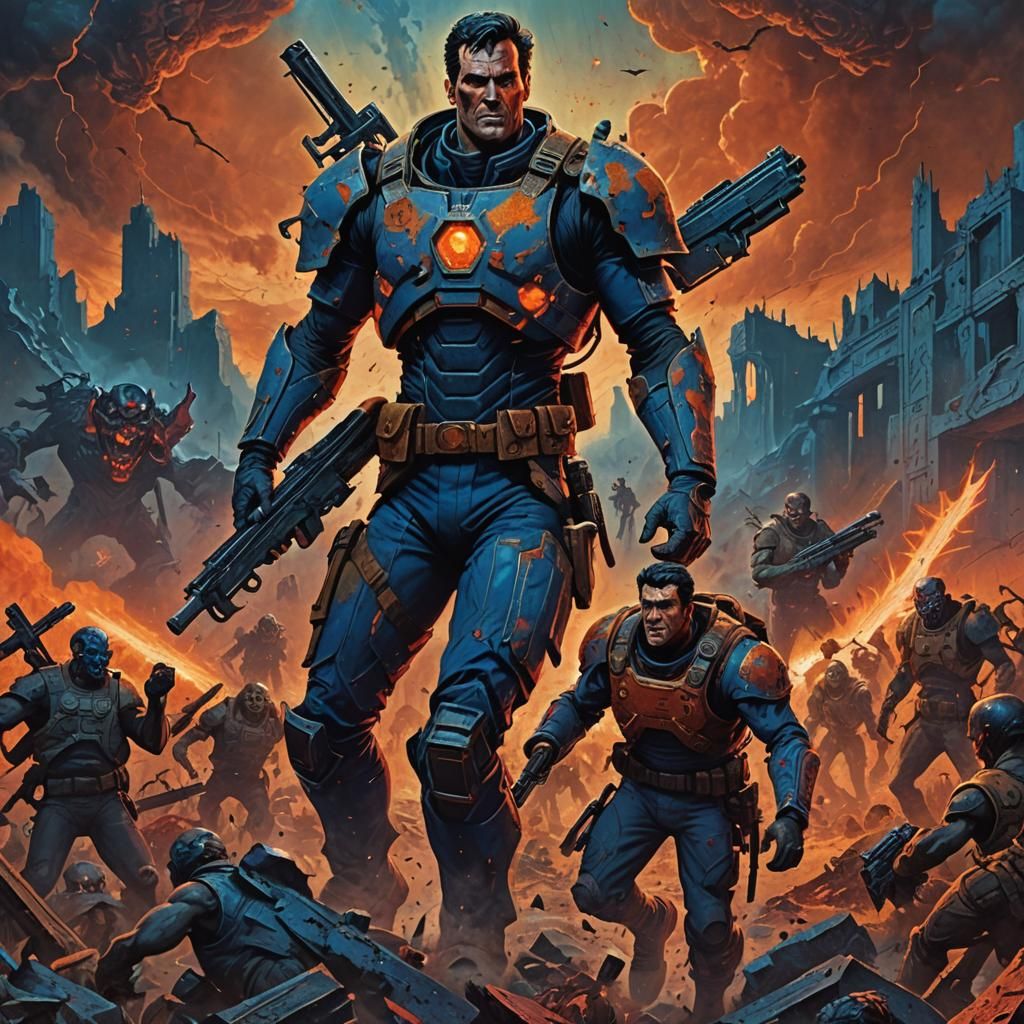 Ash Williams as Doomguy in Hellscape Battle