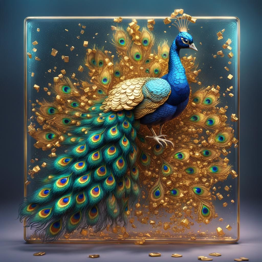 Brilliant 3D Glass Peacock Puzzle in Gold