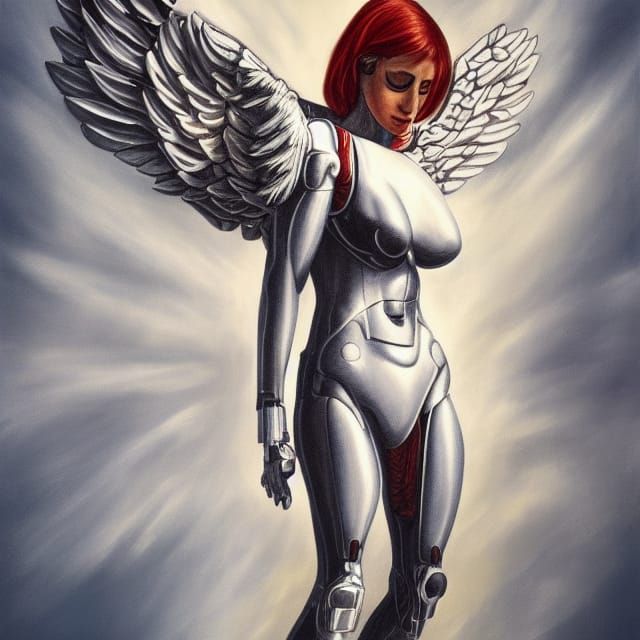 Futuristic Cyborg Angel: Mechanical Marvel