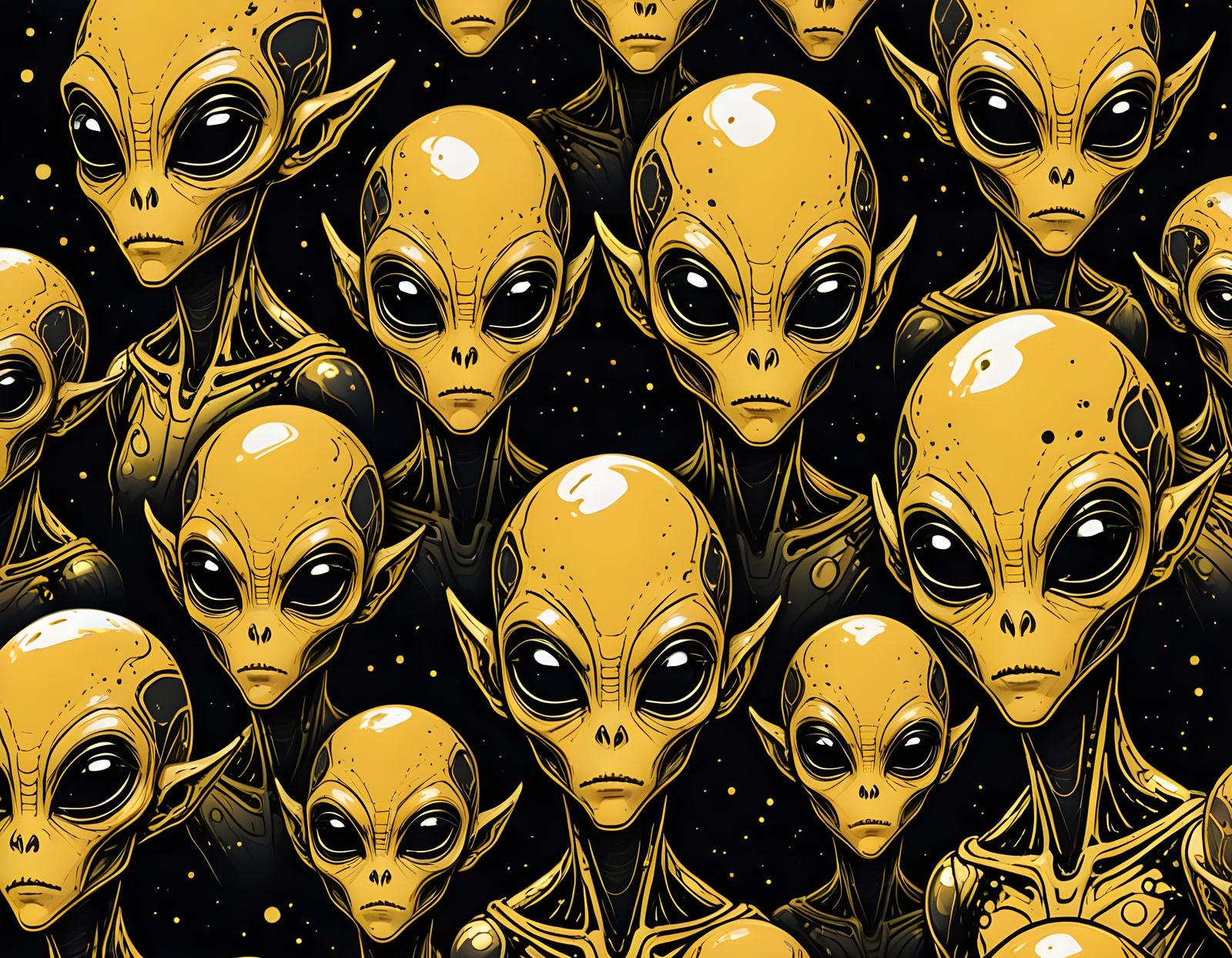 Alien Portrait in Doodle Style Sketch