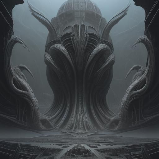 Futuristic Giger-esque Cel-Shaded Matte Painting