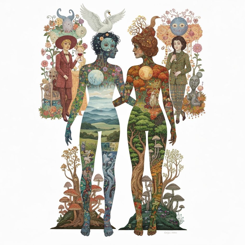 Surreal Garden Party in Klimt Inspired Style