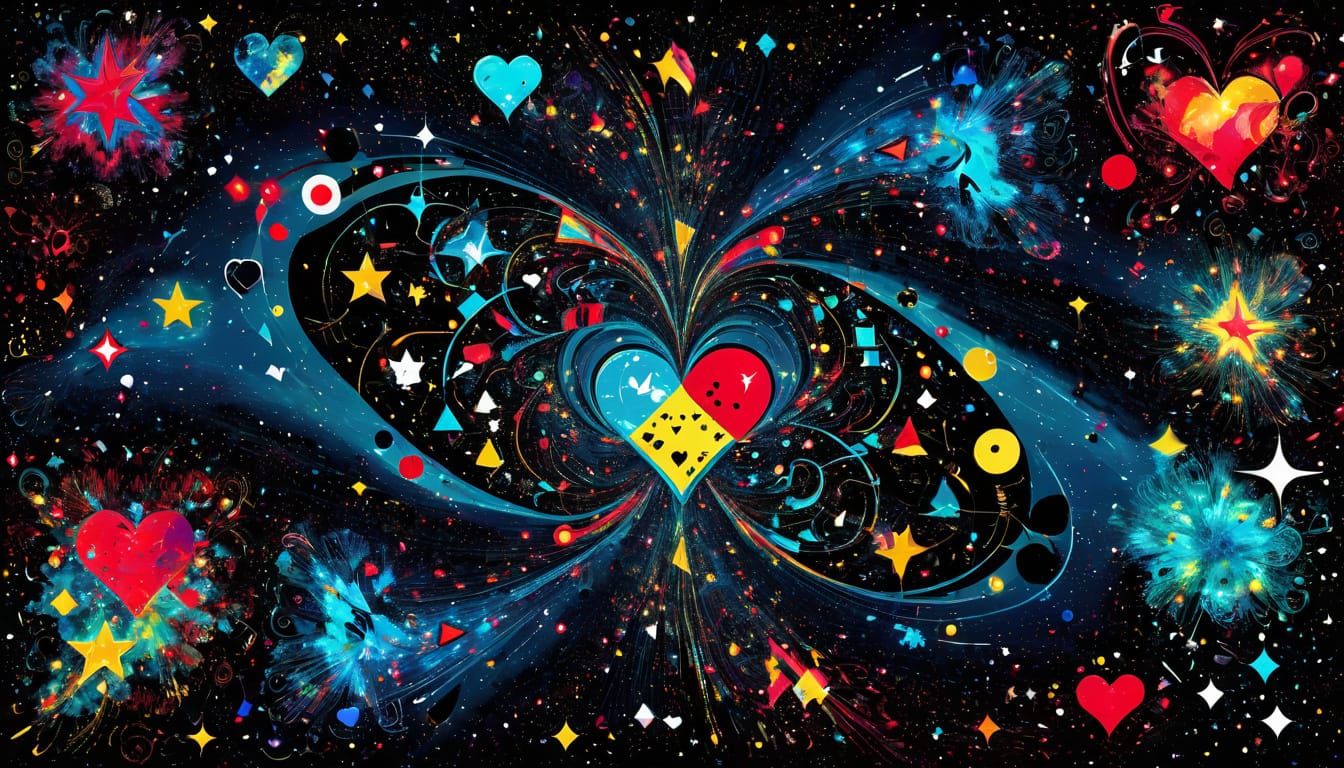 Cosmic Nebula Formed by Abstract Playing Card Suits