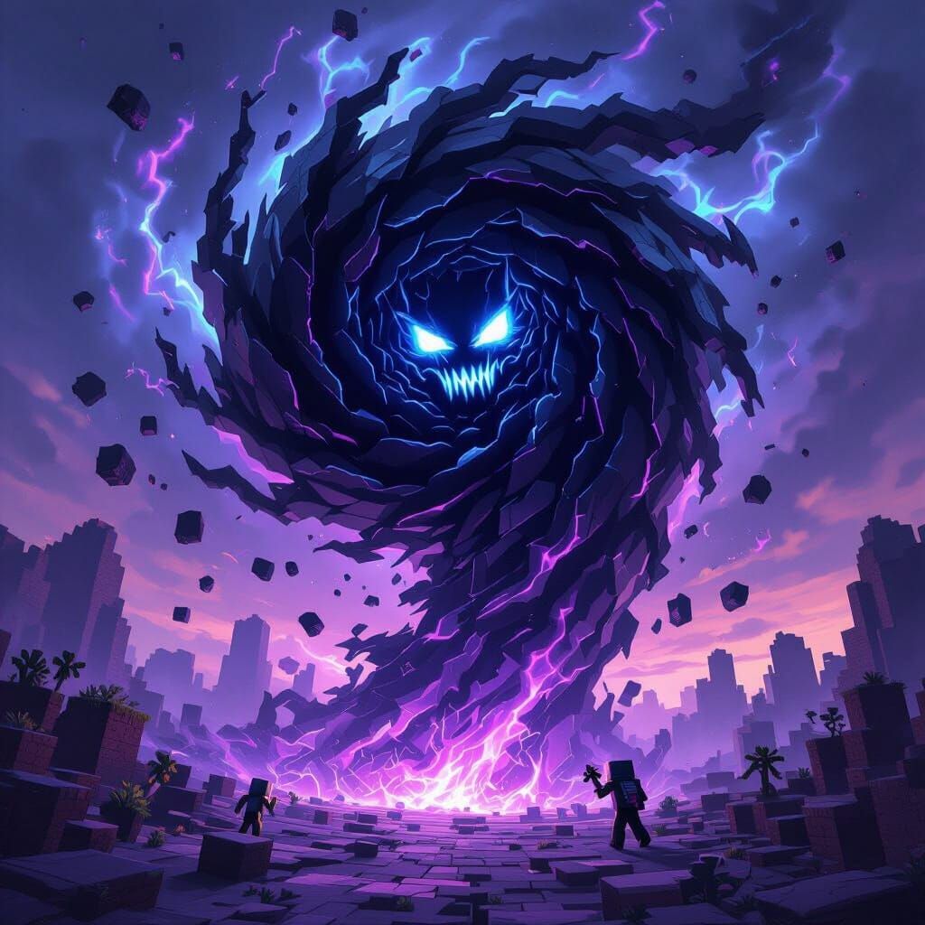 Epic Minecraft Wither Storm Digital Matte Painting