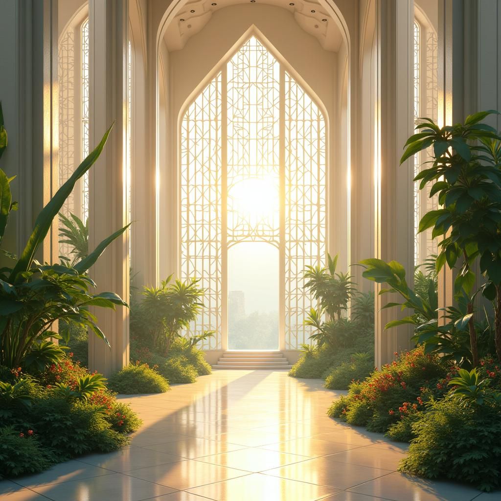 Utopian Great Hall in Ethereal Light