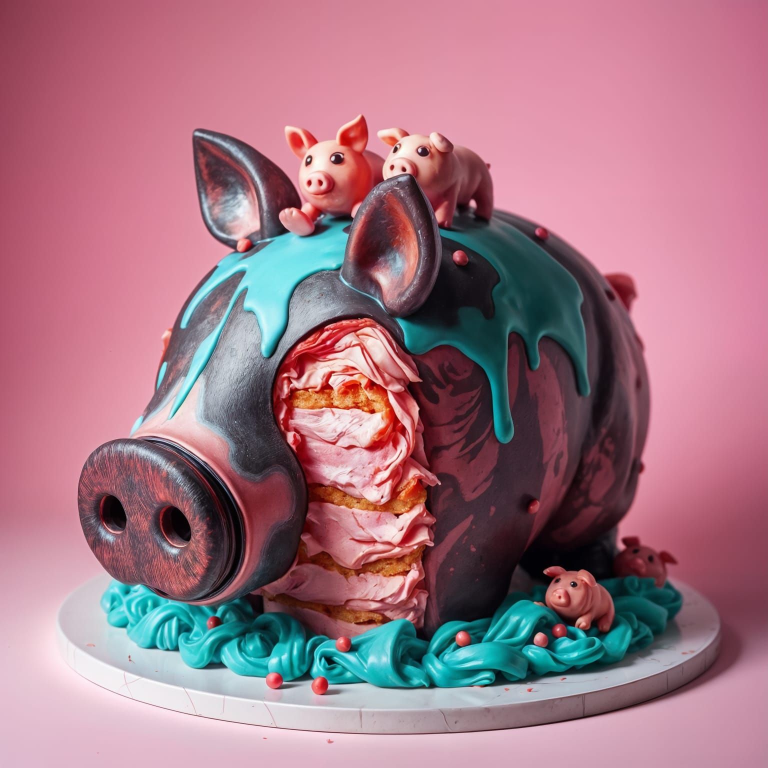 Exuberant Pig Cake Concept Art in 8k