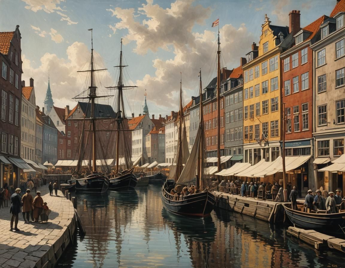 19th Century Nyhavn Copenhagen Painting