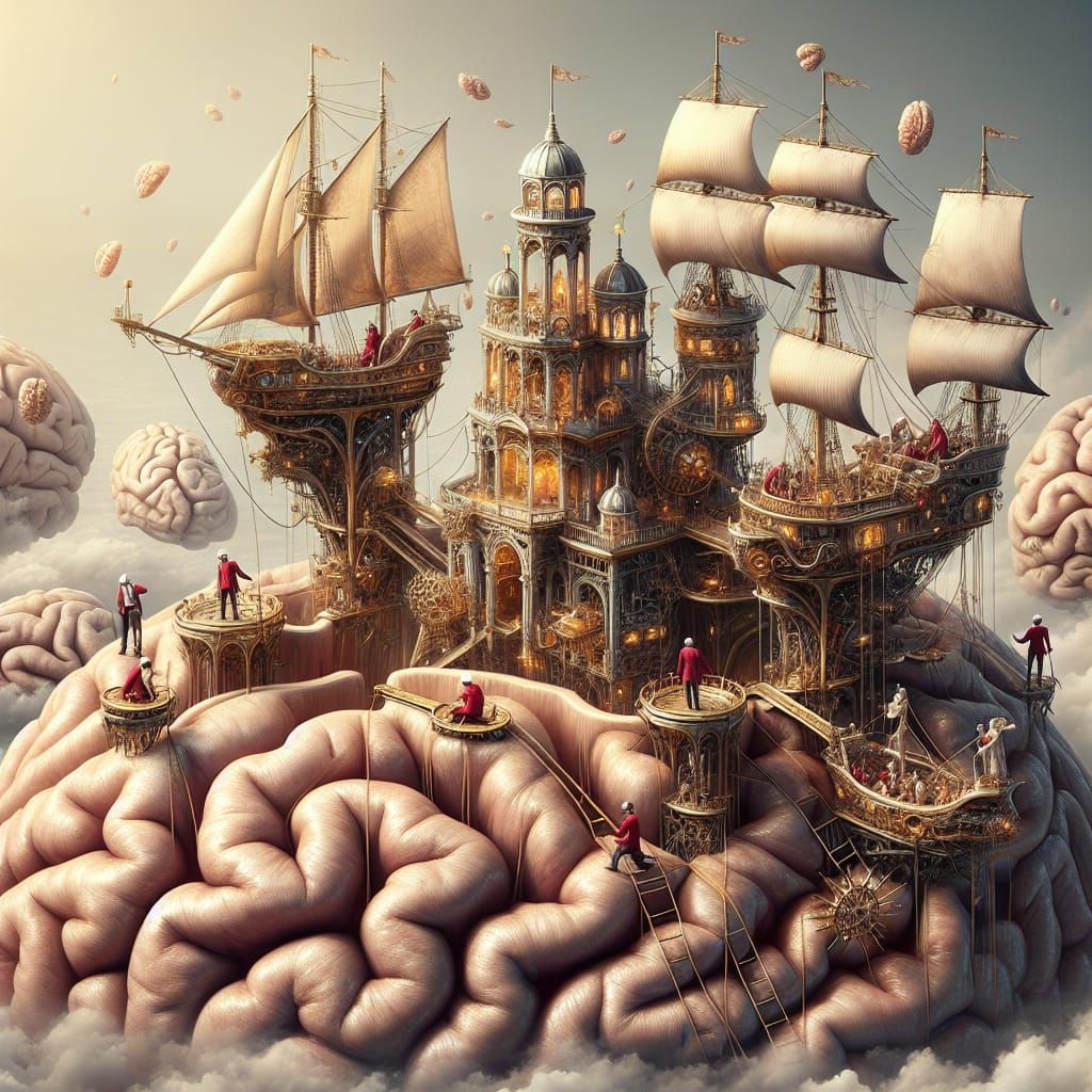 Steampunk City Inside the Mind: A Hyperrealistic Image