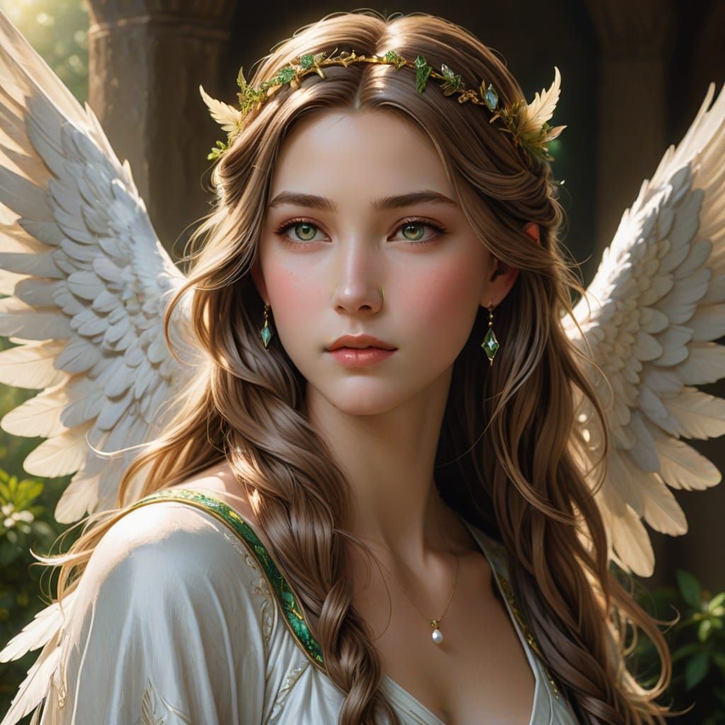 Classical Realism Goddess Belldandy with Angel Wings