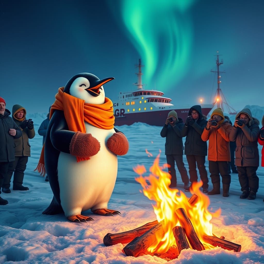 A Cheerful Penguin and Polar Bear Share a Heartwarming Momen...