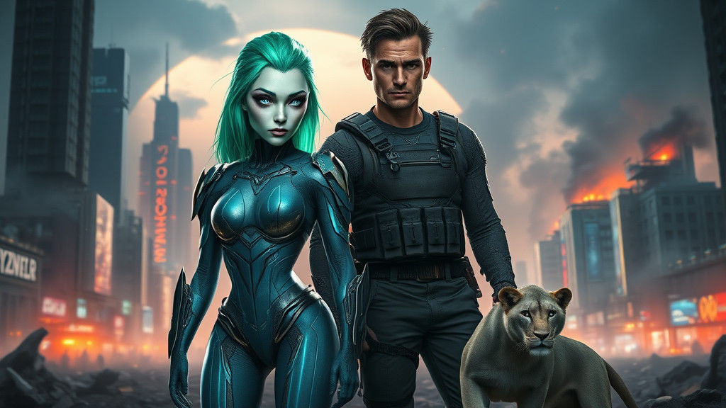 Ethereal Alien Warrior and Human Soldier United