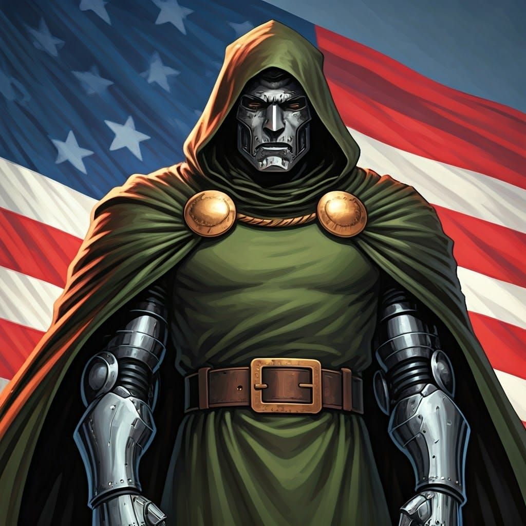 Doctor Doom Reigns Supreme Over the American Flag in Cyberpu...