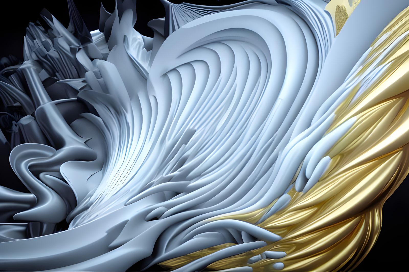 Abstract Gold Fractals in Ultrarealistic 3D