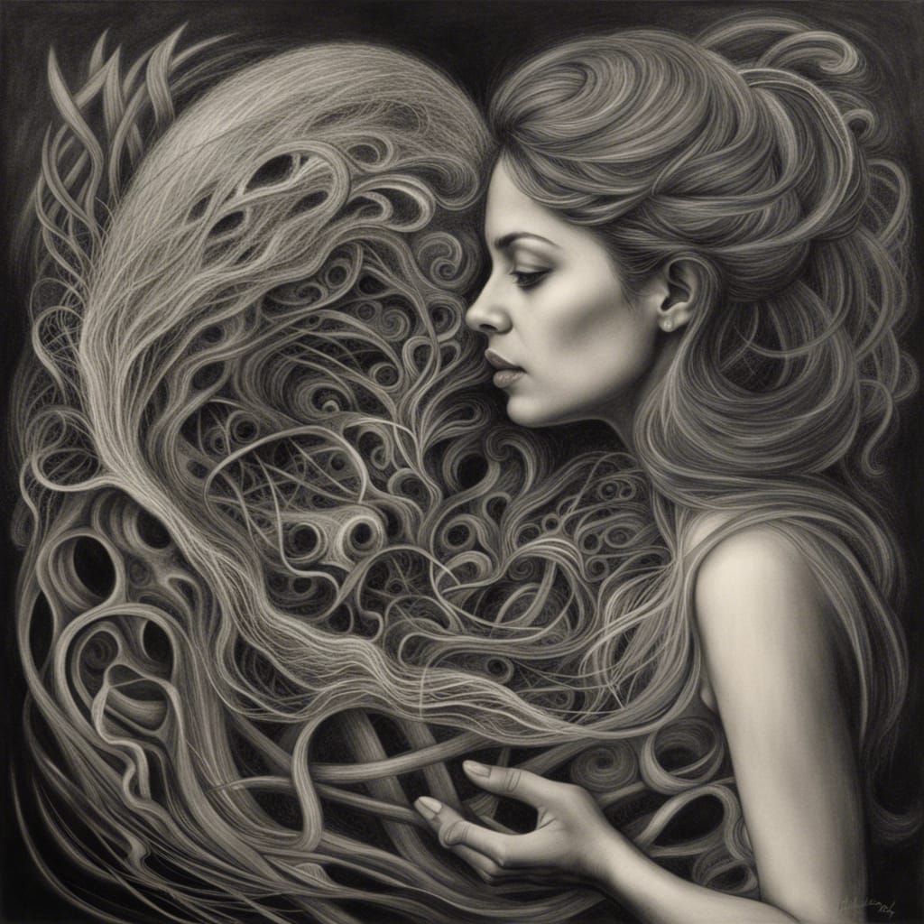 Charcoal Drawing: Sound of Heart, Echoes of Mind