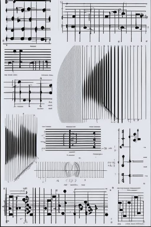 Complex Graphic Musical Score in Black and White
