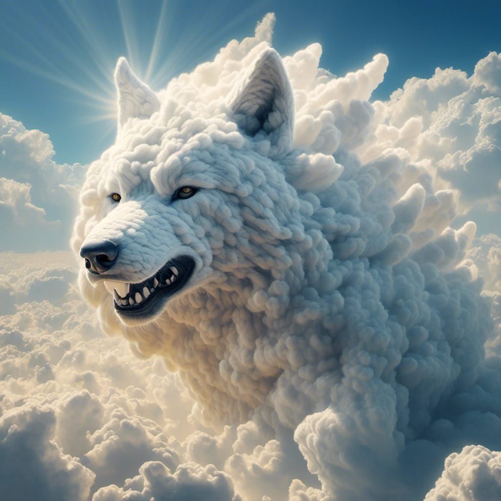 Majestic Cloud Wolf Racing Across the Sky