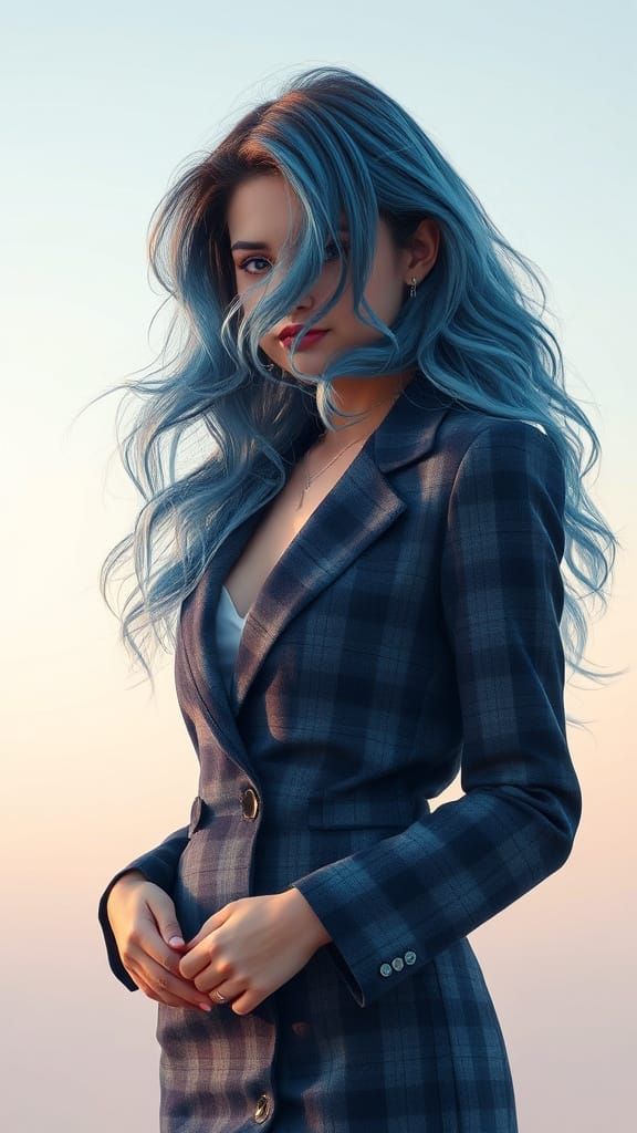 Dreamlike Selena Gomez in Surreal Plaid Outfit