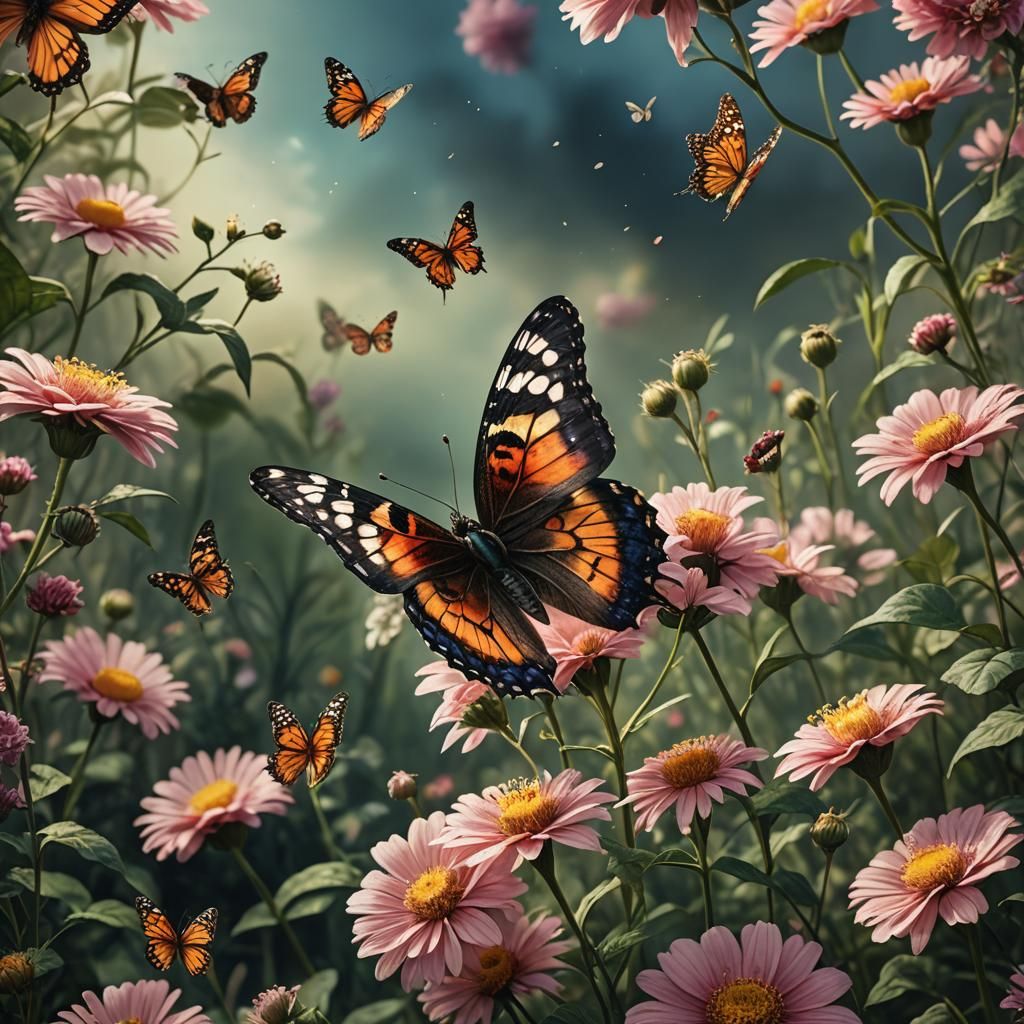 Butterfly on Flower: Epic Digital Matte Painting