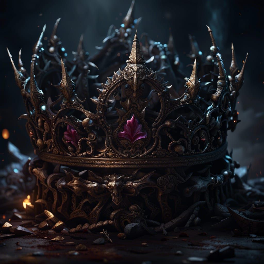 Intricately Detailed Dark Crown in Dark Fantasy Style