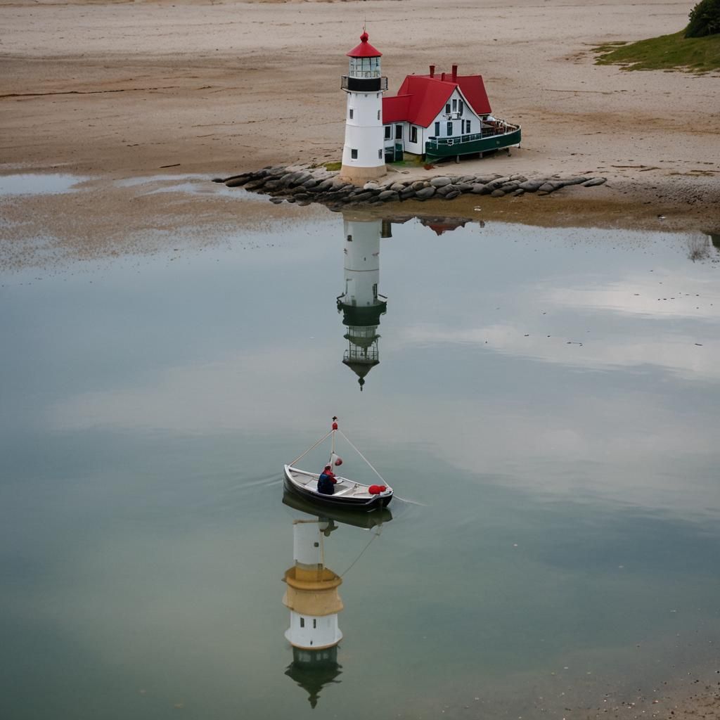 Lighthouse Keeper's House Reflecting in Water