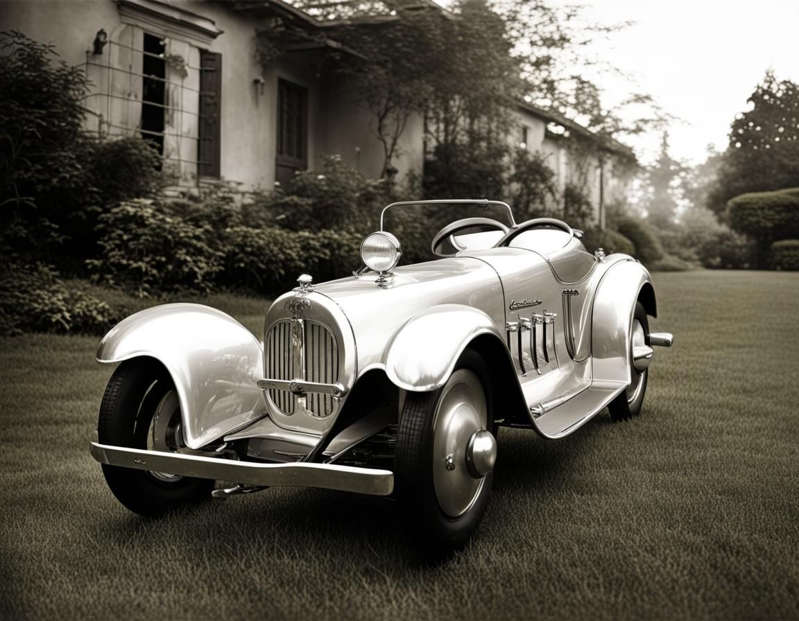 1932 Bucciali Pedal Car in Antique Photography Style